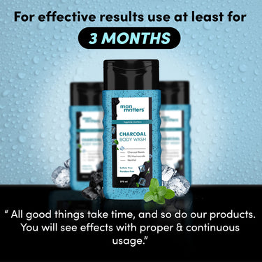 Man Matters 3 in 1 Action Charcoal Body Wash (Pack of 2) | Menthol, 5% Niacinamide & Activated Charcoal Beads | For Instant Cooling & Odor Protection | 500ml
